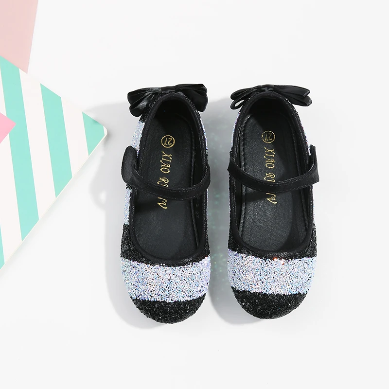 Anak-anak Sepatu Kulit Musim Semi Musim Gugur Fashion Glitter Rainbow Dasi Kupu-kupu Sepatu Tunggal Anak Perempuan Putri Sepatu Flat Sneakers SJD009 - 3