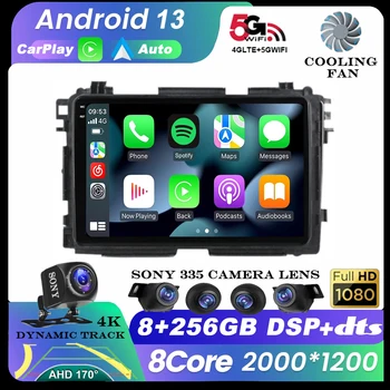 Android 13 Radio Mobil Otomatis Pemutar Video Multimedia Bluetooth GPS 2Din untuk Honda HR-V HRV XRV Vezel 2013-2019 360 Kamera Carplay