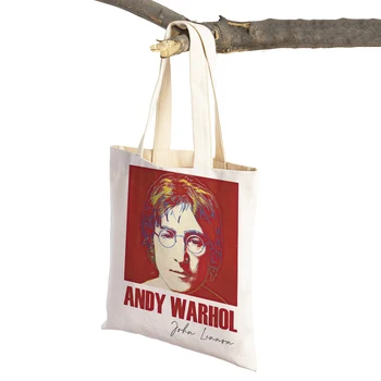 Andy Warhol Kerangka Galeri Tas Belanja Double Print Eco Kasual Nordic Pembelanja Tas Wanita Kanvas Tote Wanita Perjalanan Tas Tangan