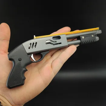 Anti-Stres Mini-Shot Gun 8 Terus Menerus Paduan Karet Gelang Gun Miniatur Model Ornamen Mainan Hadiah Kreatif