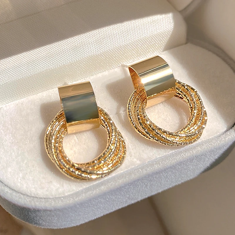 Anting-Anting Lingkaran Pelapisan Emas Asli 14K Trendi untuk Wanita Perhiasan Berkualitas Tinggi Shiny AAA Zircon S925 Jarum Perak Sederhana Setiap Hari - 0