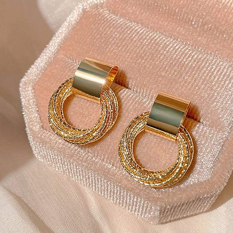 Anting-Anting Lingkaran Pelapisan Emas Asli 14K Trendi untuk Wanita Perhiasan Berkualitas Tinggi Shiny AAA Zircon S925 Jarum Perak Sederhana Setiap Hari - 5