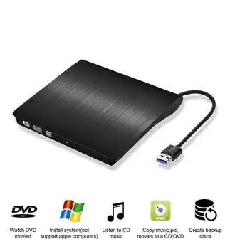 Asli USB 3.0 Slim Eksternal DVD RW CD Writer Drive Burner Pembaca Pemutar Drive Optik untuk Laptop PC Pembakar DVD Portatil Dvd