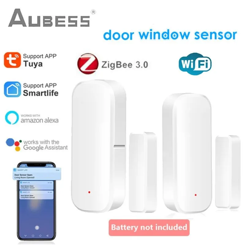 Aubess Tuya WiFi Smart Door Sensor Pintu Terbuka Tertutup Detektor Perlindungan Sistem Alarm Kehidupan Cerdas Kontrol Aplikasi Keamanan Rumah Pintar - 0