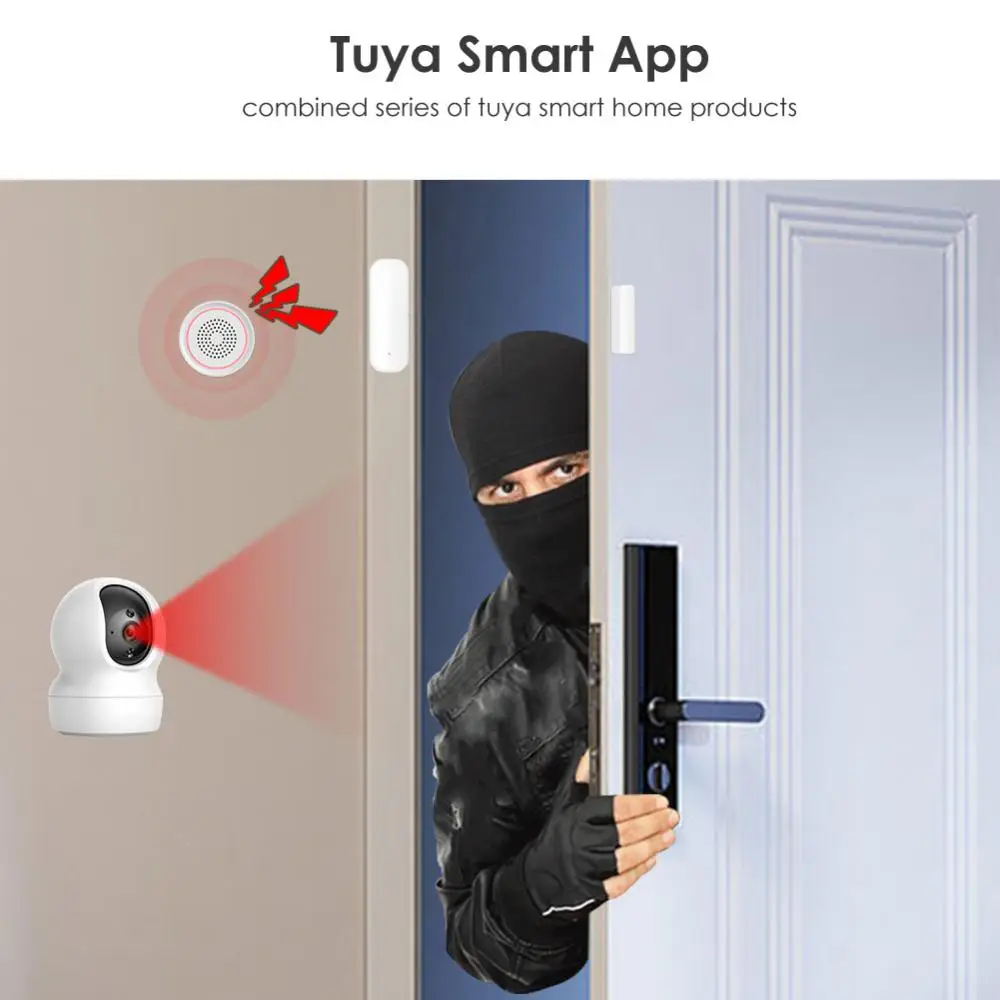 Aubess Tuya WiFi Smart Door Sensor Pintu Terbuka Tertutup Detektor Perlindungan Sistem Alarm Kehidupan Cerdas Kontrol Aplikasi Keamanan Rumah Pintar - 2