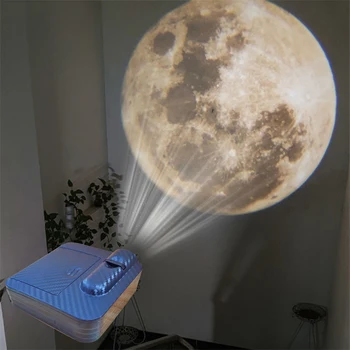 Aurora Moon Galaxy Lampu Proyeksi Suasana Kreatif Lampu Malam Proyektor Tanah Lampu Foto untuk Hadiah Ulang Tahun