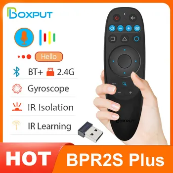 BOXPUT BPR2S PLUS BT Mouse Udara IR Pembelajaran Isolasi IR Giroskop Remote Kontrol Suara Nirkabel 2.4 G untuk Kotak TV Android Tongkat TV