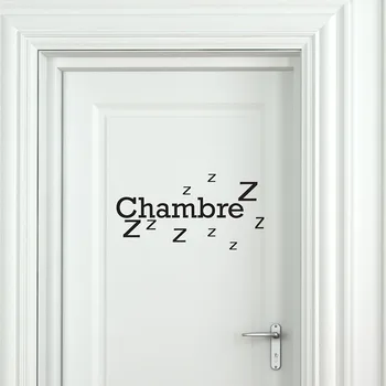 Bahasa Perancis Porte Chambre Zzz Zzz Pintu Kamar Tidur Stiker Kamar Tidur Tidur Stiker Vinyl Dekorasi Rumah