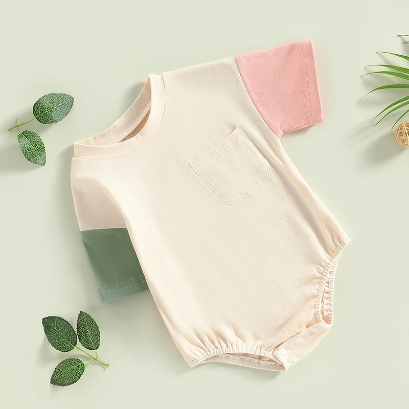 Baju Monyet Gelembung Bayi Perempuan Laki-laki Pakaian Musim Panas Bayi Baru Lahir Uniseks Kaus Ukuran Besar Bodysuit Jumpsuist dengan Saku Pakaian Bayi Lucu - 3