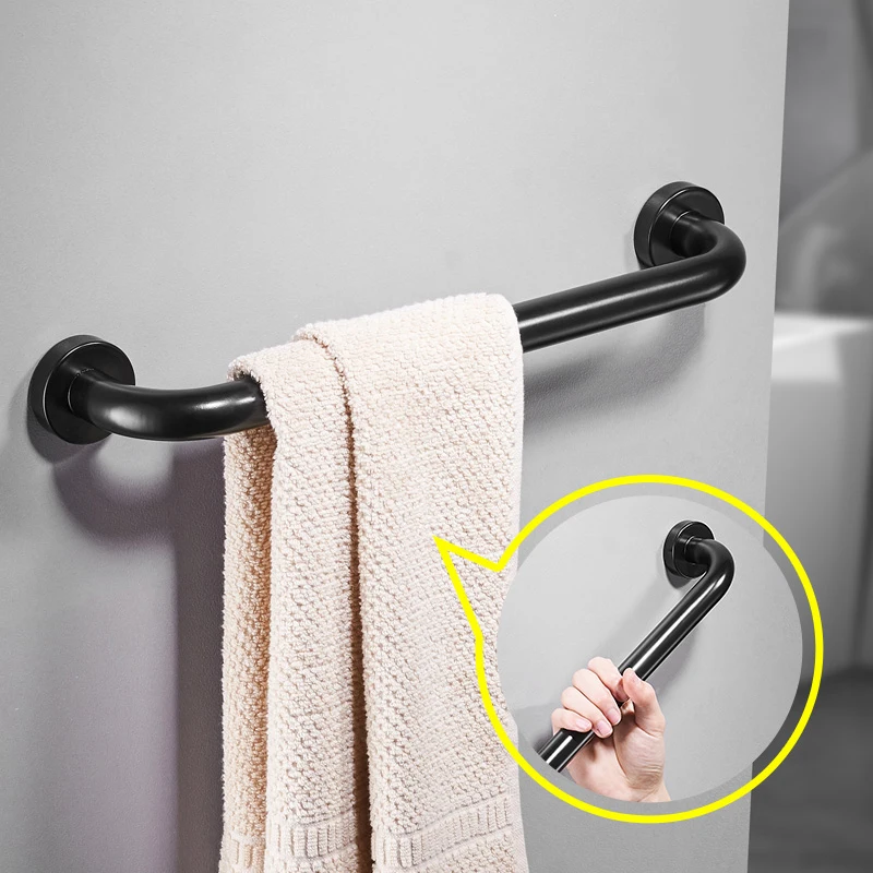 Bak Mandi Aluminium Ruang Hitam Pegangan Tangan Pegangan Tangan Orang Tua Pegangan Kamar Mandi Sandaran Tangan Keselamatan & Aksesori Wc Towel Bar - 1