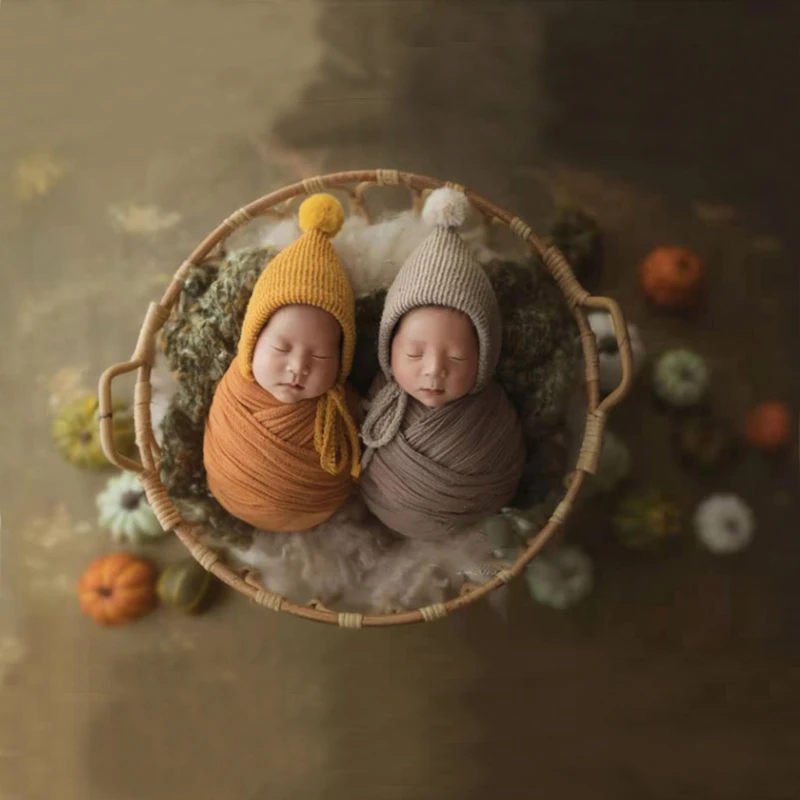 Baru Kedatangan Topi Fotografi Bayi Pompom Bulu Kelinci Topi Korduroi Bayi Musim Gugur Musim Dingin Topi Beruang Alat Peraga Foto Bayi Baru Lahir - 1