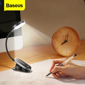Baseus Klip Lampu Meja Lampu Meja LED Fleksibel Touch Belajar Lampu Baca untuk Kamar Tidur Samping Tempat Tidur Desktop USB Isi Ulang Lampu Meja