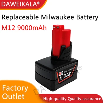 Baterai 12V Baterai Isi Ulang 9.0 Ah untuk Alat Nirkabel Milwaukee M12 XC 48-11-2402 48-11-2411 48-11-2401 MIL-12A-LI