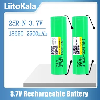 Baterai LiitoKala 18650 2500mAh Baterai isi ulang INR18650 25R M 20A Baterai Li-ion pengosongan 15A Baterai sel + Nikel DIY