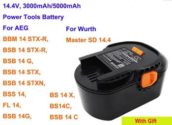 Baterai Perkakas Listrik Cameron Sino 3000mAh/5000mAh untuk AEG BSB 14G, BSB 14 STX, BSS 14, FL 14, BSB 14G, BS14C, Untuk Wurth SD 14.4