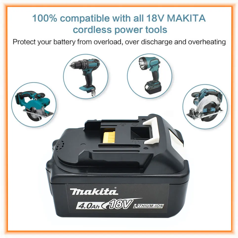 Baterai li-ion Makita 18V 4.0 Ah Untuk Baterai Alat Listrik Pengganti Makita BL1830 BL1815 BL1860 BL1840 - 4