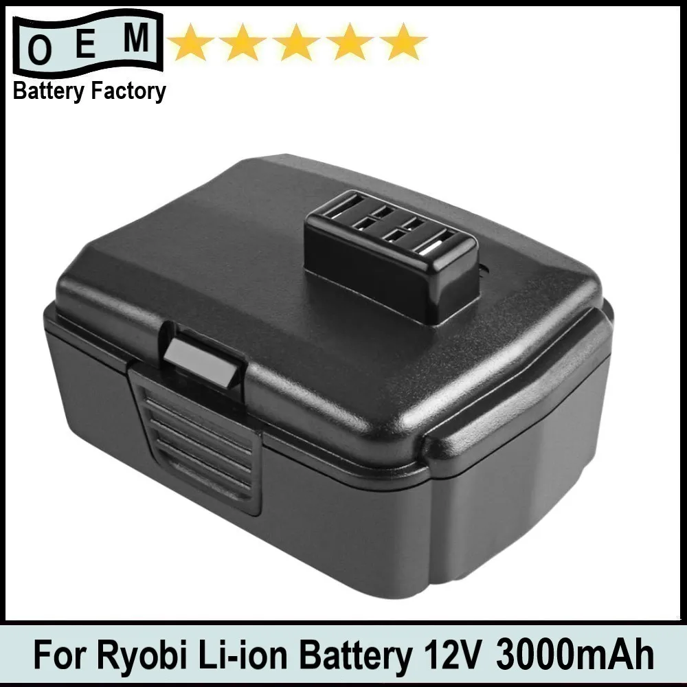 Baterai Pengganti CB120 3Ah 12V Kompatibel dengan Ryobi CB120L CB121L BPL-1220 130503001 130503005 Baterai Alat Listrik Li-ion - 0