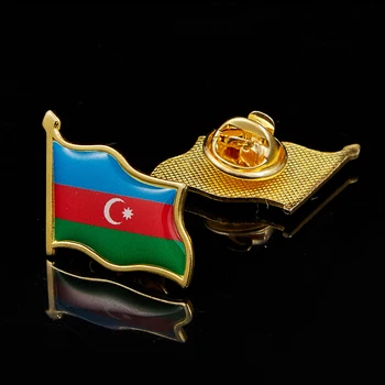 Bendera Negara Azerbaijan Bros Lencana Pin Kerah Nasional Melambai Berlapis Emas