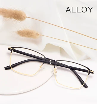 Bingkai Kacamata Bisnis Fashion untuk Kacamata Pria dan Wanita Kacamata Bingkai Logam Paduan dengan Resep Resep Opticals