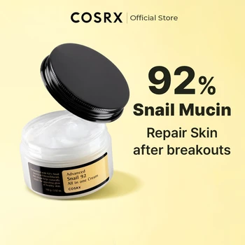 COSRX Advanced Snail 92 Krim Semua Dalam Satu 100ml Filtrat Sekresi Siput 92% Asam Hialuronat Perawatan Anti-penuaan Pengencang Anti-Kerut