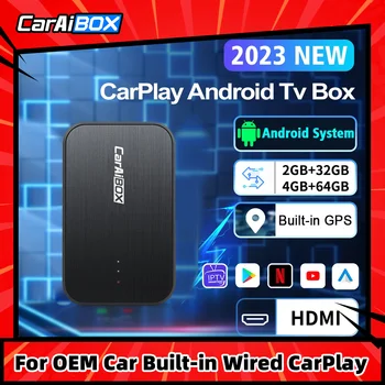 CarAiBOX CarPlay Kotak Ai Mini CarPlay Nirkabel Android Otomatis Nirkabel HDMI USB 4G LTE GPS Bawaan untuk Audi Benz Mazda Toyota