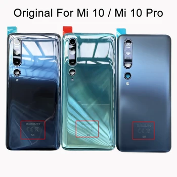 Casing Baterai Asli Penutup Perumahan Belakang untuk Xiaomi MI 10 5G Mi 10 Pro Penggantian Pintu Baterai Belakang Stiker Perekat Keras + 