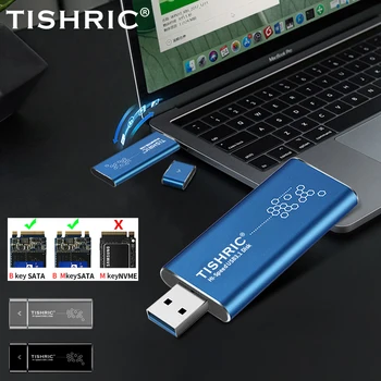 Casing HDD TISHRIC Casing SSD Hard Disk USB M. 2 NGFF Ke USB3.0 Tanpa Kabel untuk Casing SSD SATA 2230 atau 2242 NGFF(M. 2) 
