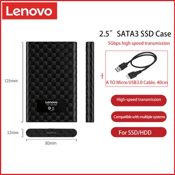 Casing SSD Casing Hdd Eksternal Lenovo Hard Disk 2,5 inci SATA ke USB 3.0 Adaptor Portabel Penutup Eksternal Hard Disk Laptop