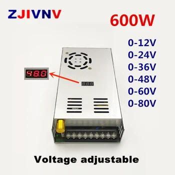 Catu Daya Switching 600W tegangan keluaran yang dapat disesuaikan 0-12V 24V 36V 48V 50V 60V 80V Tampilan digital Catu daya AC ke DC