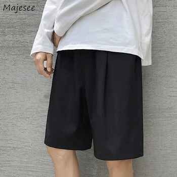Celana Pendek Kasual Pria Celana Panjang Selutut Lari Bersirkulasi Musim Panas Pria Serut Lembut Celana Saku Longgar Padat Kebesaran Hombre