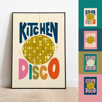 Dapur Tari Disko Poster dan Cetak Vintage Grafis Kanvas Lukisan Makanan Dinding Seni Gambar untuk Bar Ruang Tamu Dekorasi Rumah