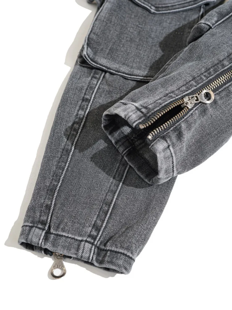 DEAT Jeans Wanita Fashion Ritsleting Kaki Bagian Bawah Ramping Elastis Tinggi Dapat Dibuka menjadi Celana Berkobar Denim Musim Semi 2023 Baru 17A3777H - 5