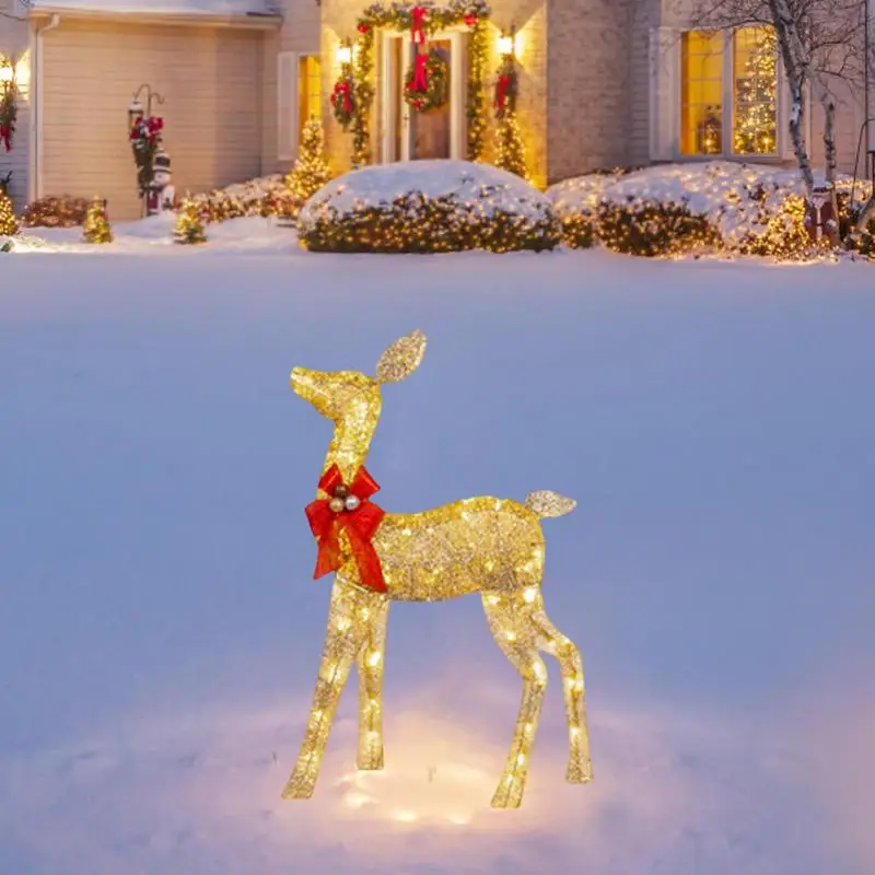 Dekorasi Lampu Led Rusa Kutub Natal Patung Bercahaya Halaman Taman Ornamen Halaman Luar Ruangan Dekorasi Natal - 4
