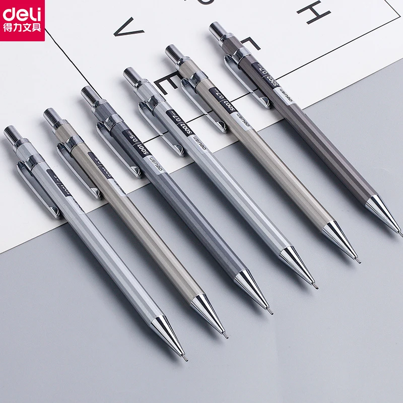 DELI Pensil Mekanik Full Metal Berkualitas Tinggi 0.5 / 0.7 Lapices Untuk Perlengkapan Sekolah Melukis dan Menulis Profesional - 0
