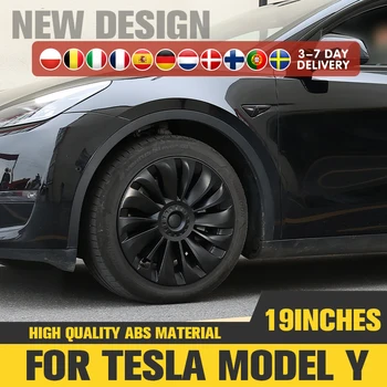Desain Baru Mobil untuk Tesla Model Y 19 Inci 4 Buah/1 Buah Penutup Roda Suku Cadang Retrofit Pengganti Mobil Aksesori Penutup Penuh