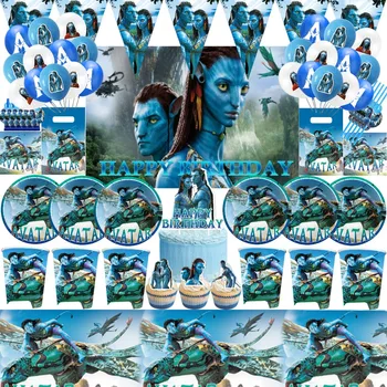 Disney Avatar Dekorasi Pesta Ulang Tahun Avatar 2 Balon Peralatan Makan Sekali Pakai Serbet Latar Belakang Perlengkapan Pesta Anak-anak Baby Shower