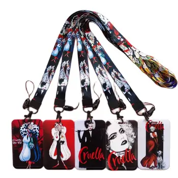 Disney Cruella Fashion Bisnis ID Lencana Pemegang Kartu Bingkai ABS Karyawan Case Cover Mahasiswa Lanyard ID Card Holder Drop Pengiriman