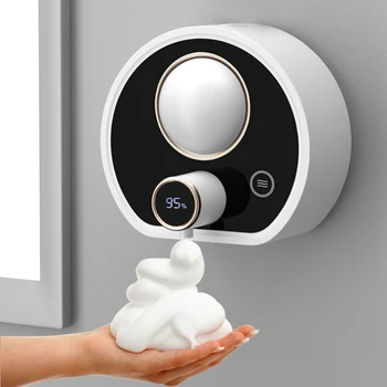 Dispenser Sabun Otomatis Baru Dispenser Sabun Sensor Terpasang Di Dinding Dispenser Sabun Busa Inframerah Pintar dengan Lampu Malam untuk Kamar Mandi