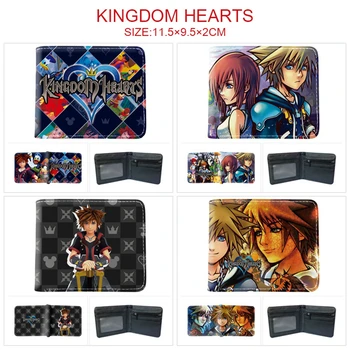 Dompet Pu Game Kingdom Hearts Cetakan Pendek Tempat Kartu Foto Kulit Lipat Koin Pelajar Anak Laki-laki Perempuan Dompet Kasual Kartun Otaku