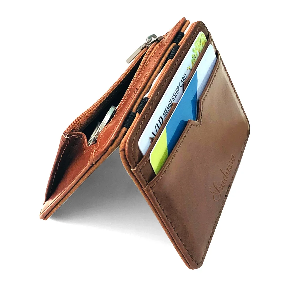 Dompet Ajaib Kulit Kecil Pria Modis dengan Saku Koin Dompet Mini Pria Tas Uang Klip Tempat Kartu Kredit untuk Dompet Uang Tunai - 2