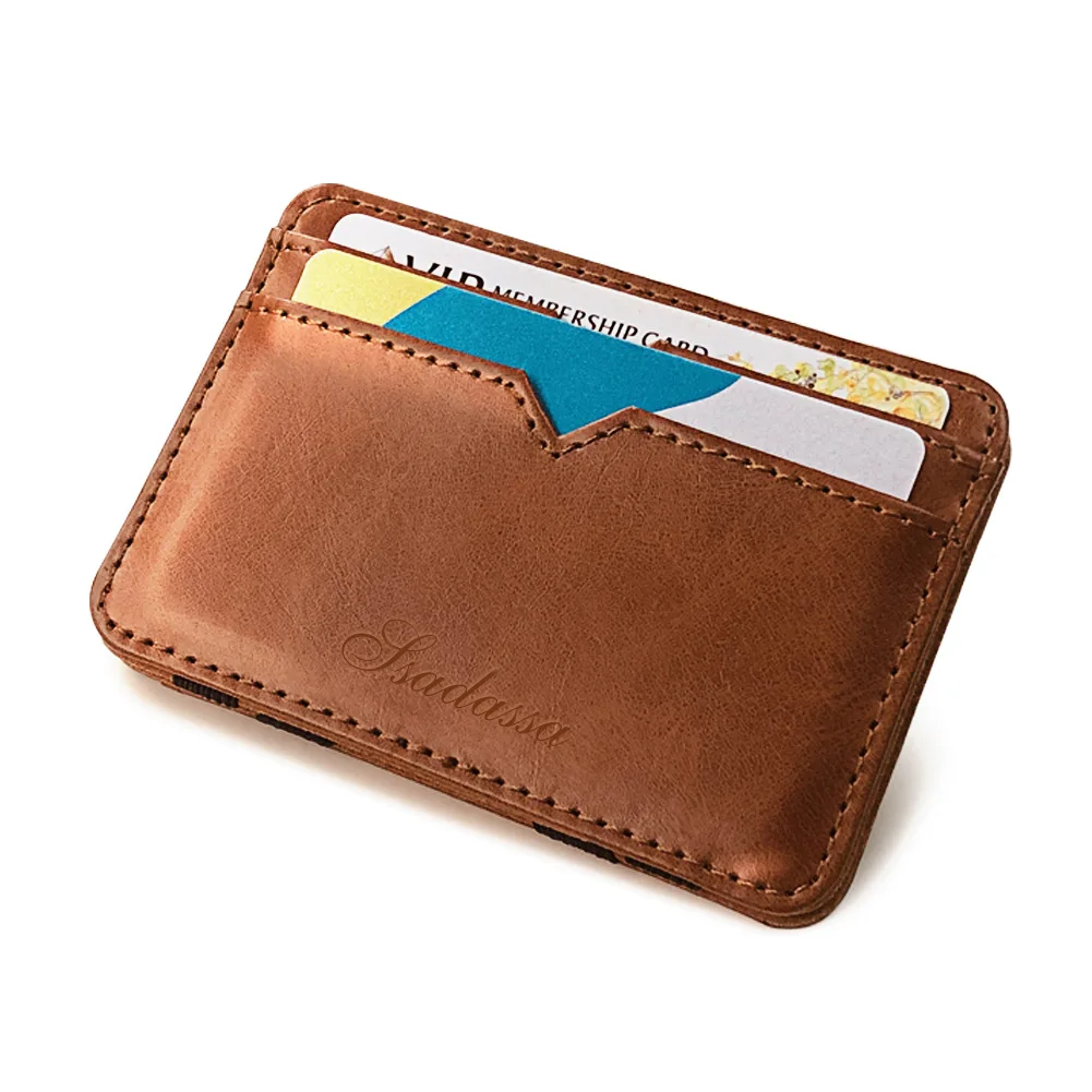Dompet Ajaib Kulit Kecil Pria Modis dengan Saku Koin Dompet Mini Pria Tas Uang Klip Tempat Kartu Kredit untuk Dompet Uang Tunai - 3