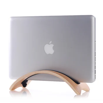 Dudukan Laptop Vertikal Kayu untuk Apple MacBook Air 2023 15 Pro 14 16 Rak Hemat-ruang Desktop Dudukan Terpasang Penyangga Notebook
