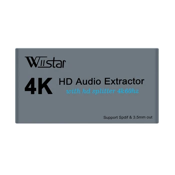 Ekstraktor Audio HD 4K Dengan Pembagi HD Konverter Audio HD Ke HD + Dengan Jack Stereo SPDIF+3.5 mm Pembagi yang kompatibel dengan HDMI 1X2