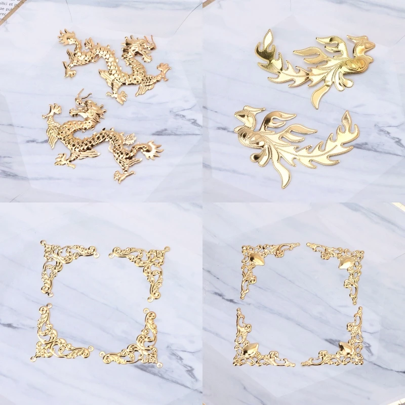 Emas Bagus untuk Tambalan Produk Resin Daun Naga Kupu-kupu Tambalan Tembaga Tipis Cetakan Resin Epoksi untuk Kerajinan Seni DIY Pro - 0