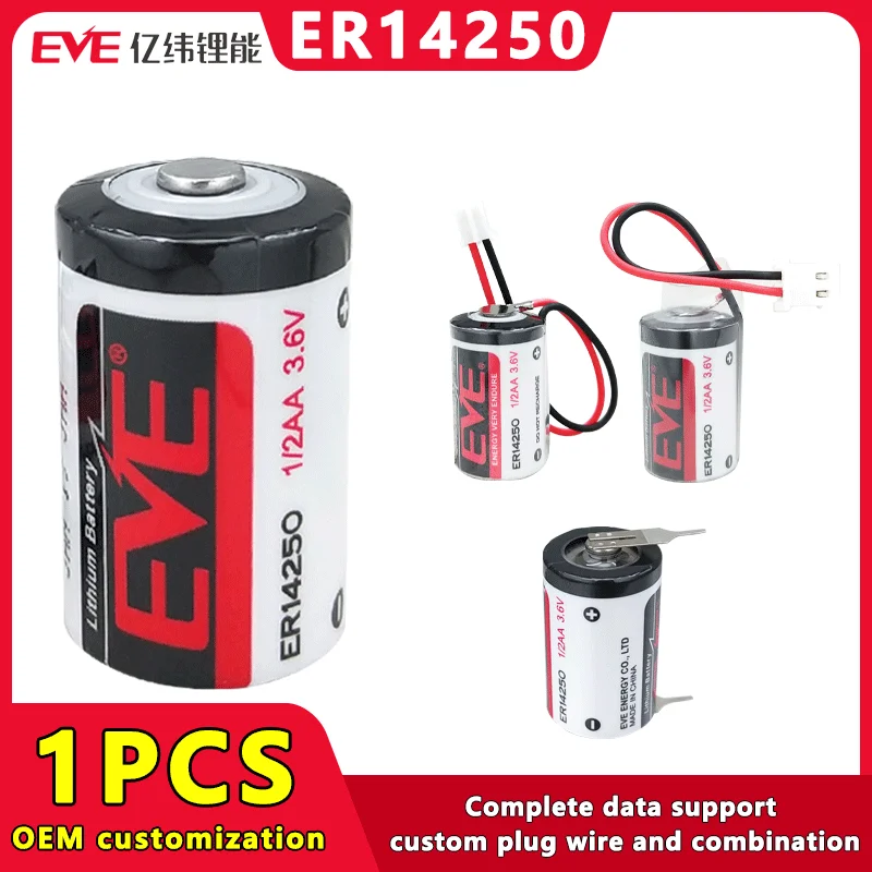 EVE ER14250 3.6 V 1 / 2AA Tidak Ada Baterai Lithium Primer yang Dapat Diisi Ulang untuk PLC Servo Sbsolute Value Encoder Pengontrol Suhu Probe - 0