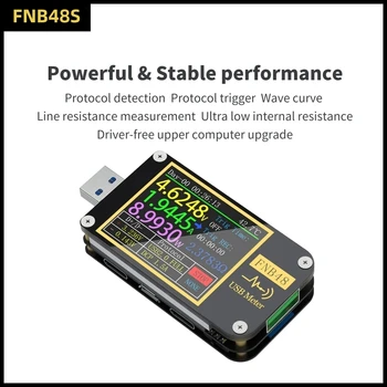 FNB48 Pemicu Pengukur Tegangan Volt Pengukur Amper Arus dan Pengukur Tegangan Volt USB Tester QC4 + PD3. 0 2.0 PPS Protokol Pengisian Cepat Uji Kapasitas