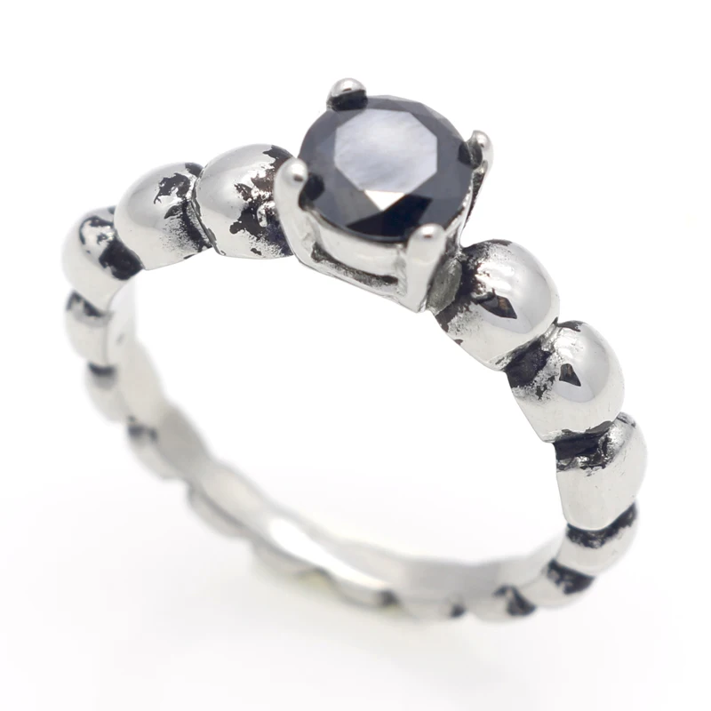 Fashion 316L Cincin Kawin Antik baja Titanium dengan Cincin Pertunangan Pesta Kristal untuk Wanita Perhiasan Wanita Cincin - 2