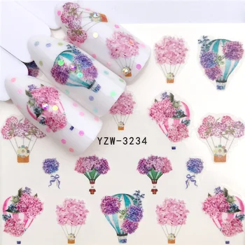 Fashion Stiker untuk Kuku DIY Violet Balon Udara Panas Slider Air Manikur Dekorasi Cat Air Stiker Kuku Aksesoris
