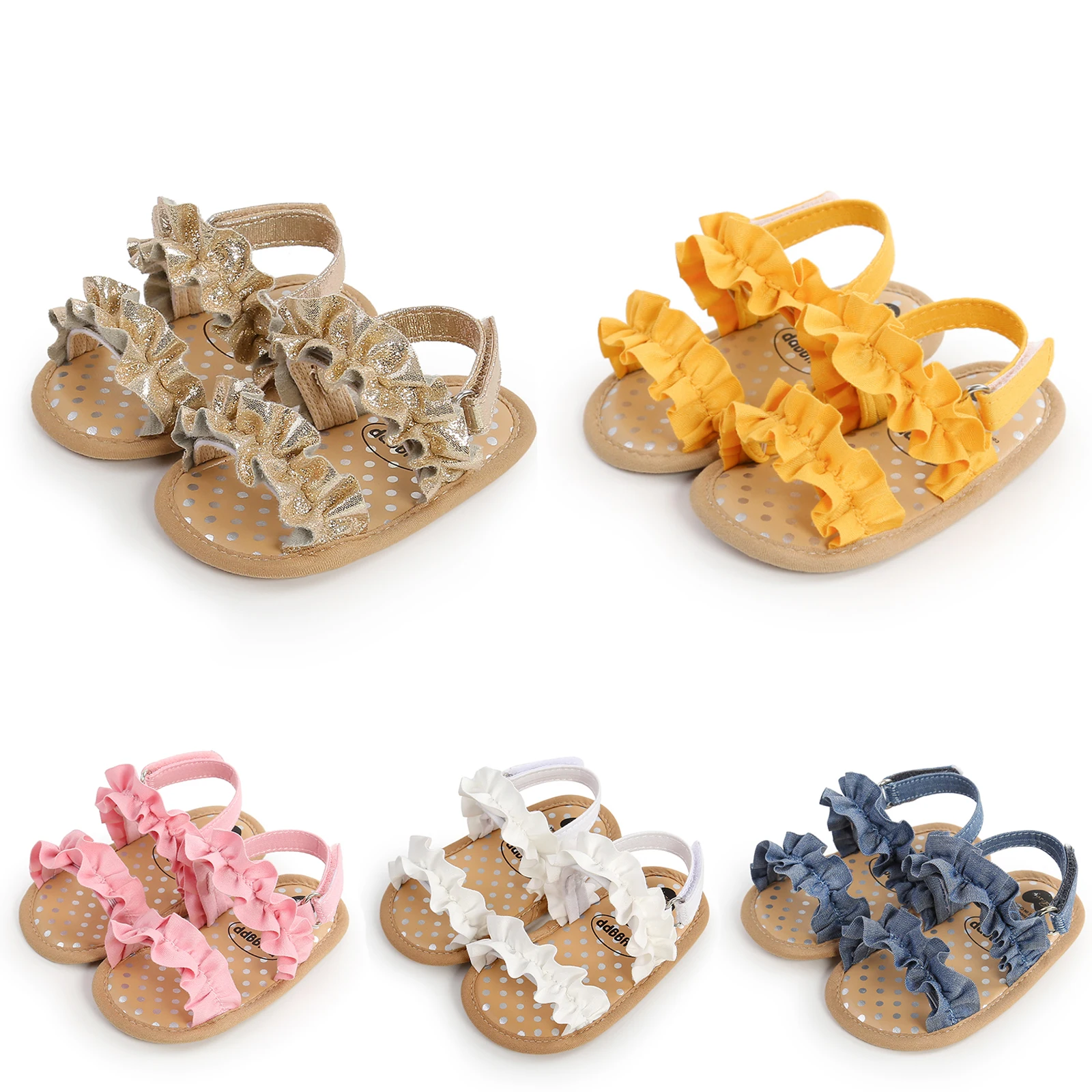 Fashion Bayi Baru Lahir Bayi Perempuan Sandal Lucu Musim Panas Lembut Sole Datar Putri Sepatu Bayi Non-Slip Pertama Walkers - 0