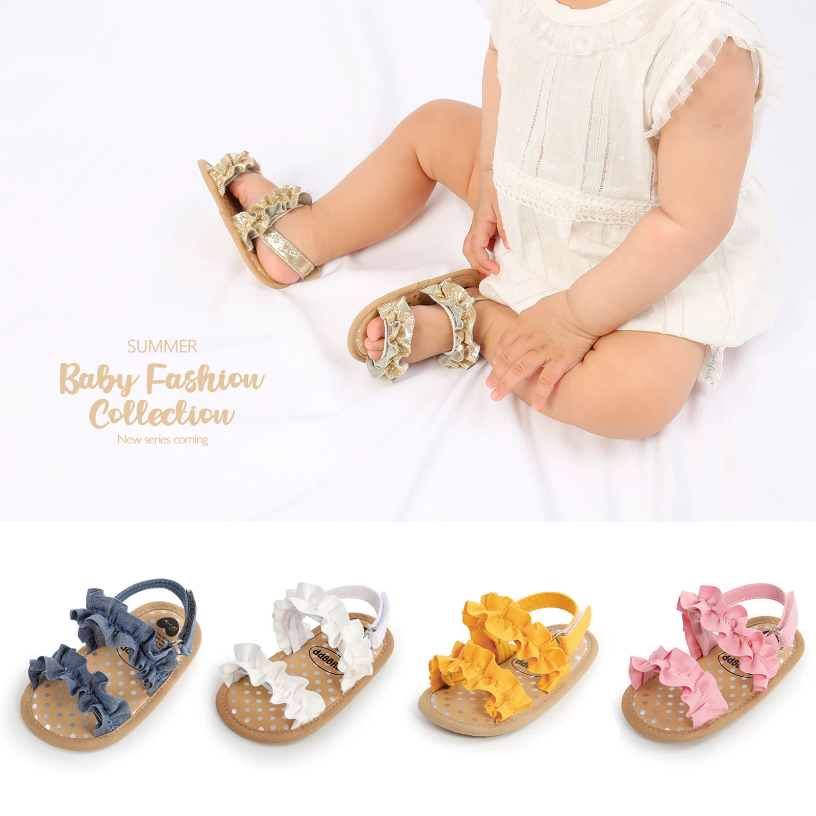 Fashion Bayi Baru Lahir Bayi Perempuan Sandal Lucu Musim Panas Lembut Sole Datar Putri Sepatu Bayi Non-Slip Pertama Walkers - 2